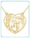 monogrammed cut out heart necklace