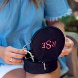 Personalized Round Black Jewelry Case