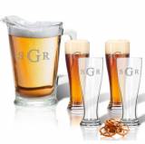 Glass Pitcher & Pilsner Set Of 4 Personalized