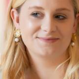 Finer Pearl Abstract Disc Earrings Gold Or  . . . 