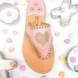 Palm Beach Sandals Gold Heart On Pink