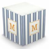 Personalized Vineyard Stripe Navy Memo Cube