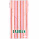 Personalized Capri Stripe Pink Beach Towel