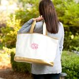 Monogrammed Creme Cabana Tote Bag