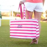 Monogrammed Hot Pink Stripe Ultimate Tote