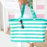 Monogrammed Mint Stripe Ultimate Tote