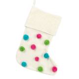 Personalized Bright Pom Pom Knit Stocking