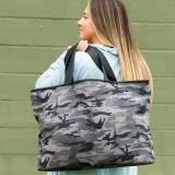 Monogrammed Black Camo Ally Tote 