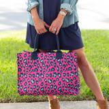 Personalized Hot Pink Leopard Open Top Tote