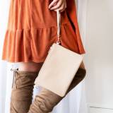 Monogrammed Tan Vegan Leather Wristlet