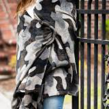 Monogrammed Black Camo Blanket