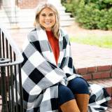 Monogrammed Black Buffalo Check Blanket