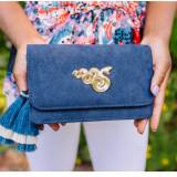 Lisi Lerch Ruby Suede Navy Clutch