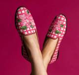 Needlepoint Pink Hydrangea Loafers