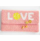 Lisi Lerch Tennis Love Pink Beaded Clutch