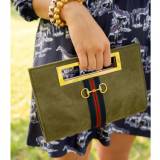 Lisi Lerch Chloe Suede Clutch Olive  . . . 