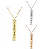 Vertical Rectangle Bar Name Pendant Necklace 