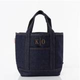 Monogrammed Heritage Denim Open Top Tote