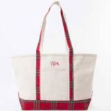 Personalized Red Plaid Large Classic Tote