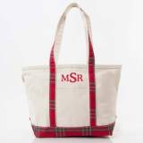 Personalized Red Plaid Medium Classic Tote