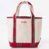 Personalized Red Plaid Handy Open Top Tote