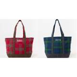 Personalized Plaid Waxed Trim Medium Tote