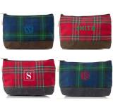 Personalized Plaid Waxed Clutch 
