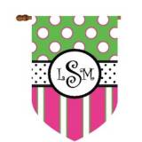 Fun Dots And Stripes Monogram Flag In Pink  . . . 