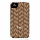 Personalized Phone Case Herringbone Brown 