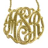 Monogrammed Rhodium Cut Pendant