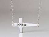 Engraved Sideways Cross Necklace 