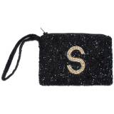 Hand Beaded Initial Monogram Wristlet