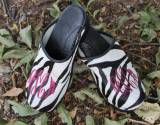 Zebra Fur Clogs With A Garnet Interlocking  . . . 