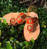 Coral And Gold Palm Beach Sandals