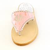 Monogrammed Sandal In Pink Croc With Silver