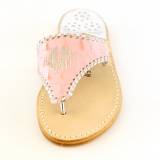 Monogrammed Sandal In Pink Croc With Silver