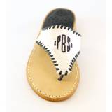 Monogrammed Sandal In White Croc With Black