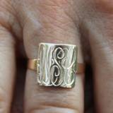 Monogrammed Square 10 Kt Gold Ring Perfect  . . . 