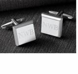 Monogrammed Cufflinks Men's Modern Square 