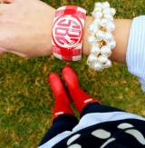 Monogrammed Red And White Hand Painted Bangle