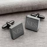 Personalized Cufflinks Men's Square Gunmetal