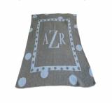Monogrammed Large Polka Dot Knit Blanket