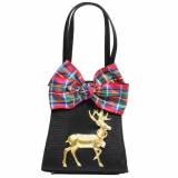 Holiday Plaid Bow And Deer Bag
