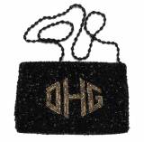 Beaded Monogram Pouch Gusset Bag