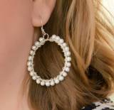 Cultured Pearl Large Hoop Earrings