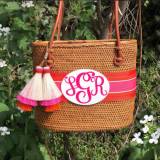 Monogrammed Medium Oval Bali Bag
