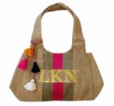 Monogrammed Embroidered Stripe Summer Tote