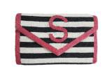 Monogram Beaded Stripe Large Clutch