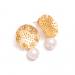 Finer Pearl Abstract Disc Earrings Gold 