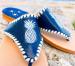 Navy And White Pineapple Palm Beach Sandals